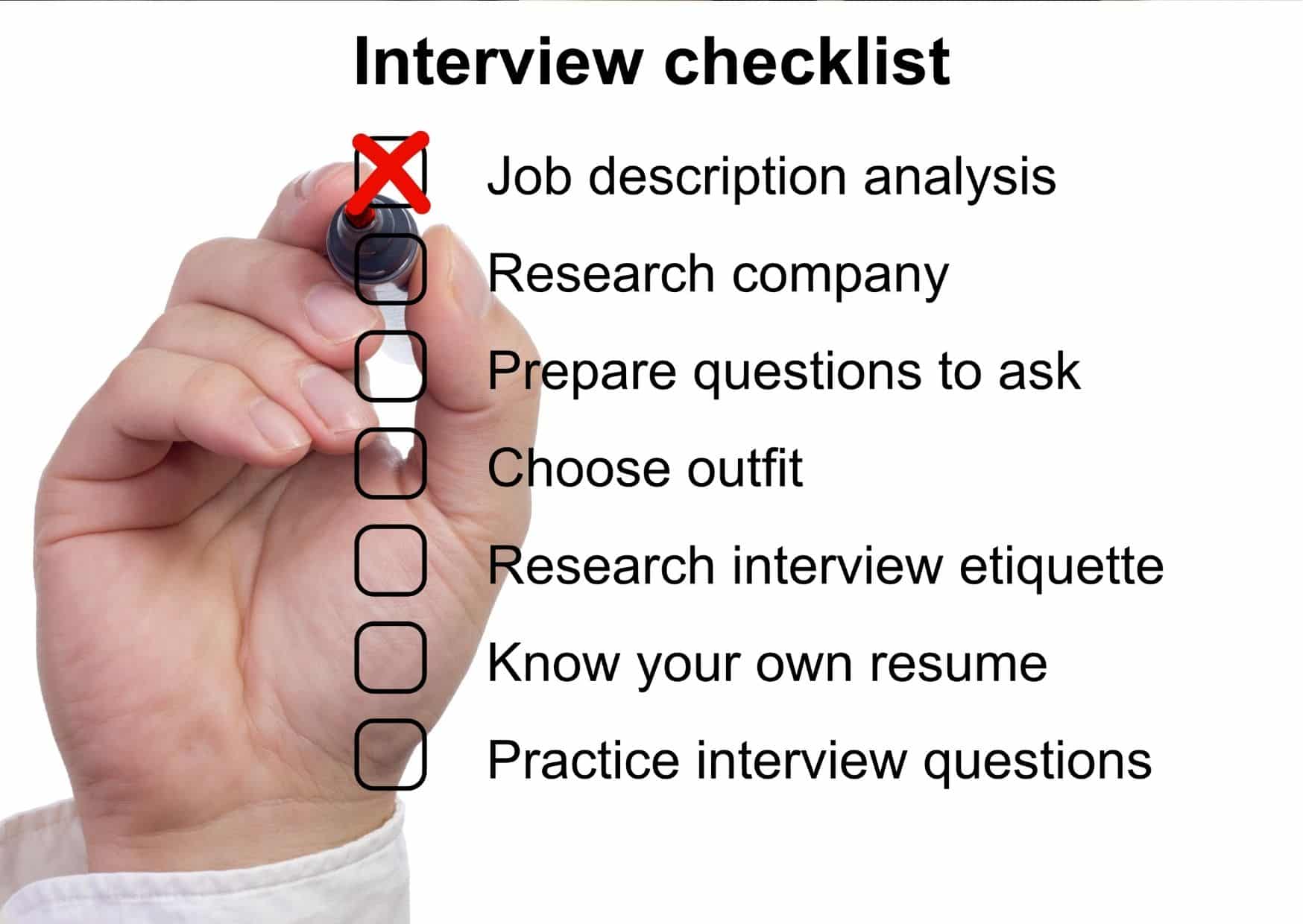 Interview checklist: stay positive