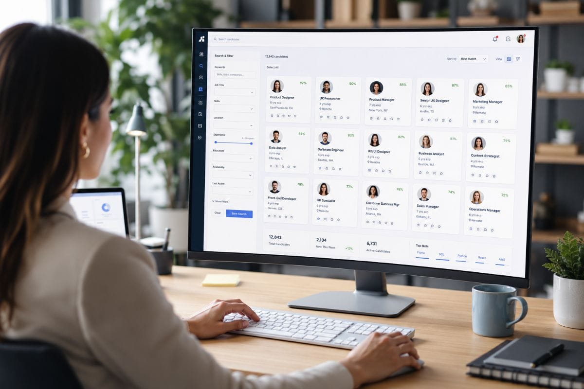 Recruiter is searching for talent using resume database software