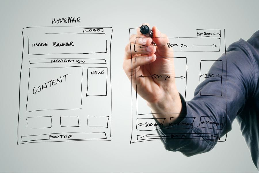 wireframe design by UX designer